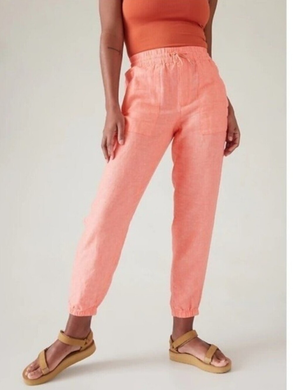 Athleta #531704 Retreat Linen Jogger Pants NWT